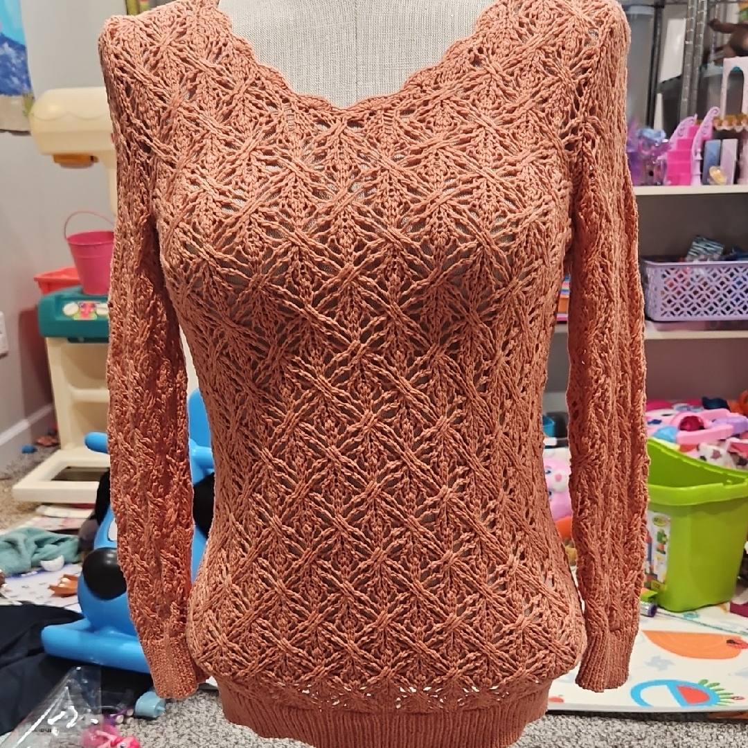 Ann Taylor V-Neck Lace Sweater - Coral New With Tag. Size Xxsp